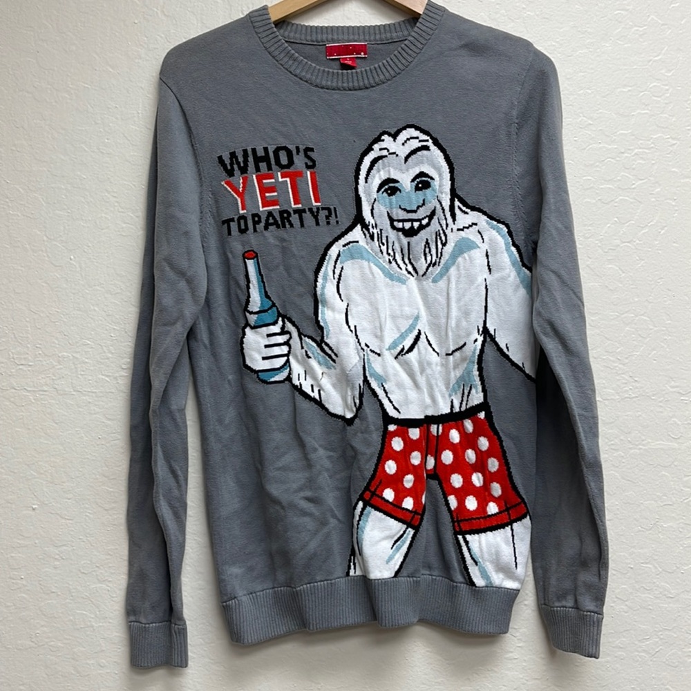 Who’s Yeti To Party UGLY CHRISTMAS SWEATER S